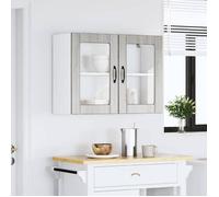 Clarence* Armoire murale de cuisine et porte en verre Lucca - Meuble cuisine/Buffet suspendu - sonoma gris EU680120