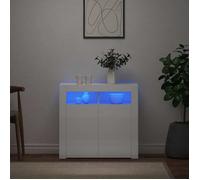 Clarence* Buffet - Bahut Meuble de rangement,avec lumières LED,blanc brillant 80x35x75 cm &Europ3968468