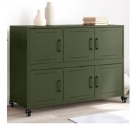 Clarence* Buffet - Bahut Meuble de rangement,vert olive 100,5x39x72 cm acier &Europ7340510