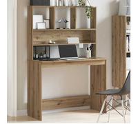 CLARENCE® Bureau informatique - Table de travail - avec étagères chêne artisanal - Bois d'ingénierie LL0635