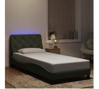 Clarence* Cadre de lit avec LED - SOLOMON - Lit 1 place à chambre,gris clair 90x190 cm velours &Europ9458425