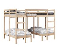 CLARENCE® Cadre de lit superposé - Lit enfant/3 places - 140x200/70x140 cm bois de pin massif LV492