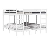 CLARENCE® Cadre de lit superposé - Lit enfant/3 places - blanc 200x200/80x200 cm bois de pin massif LV246