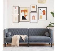 CLARENCE® Canapé Chesterfield - Sofa tripe - avec traversins 3 places - gris foncé velours LL2418