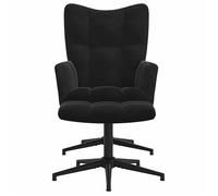 CLARENCE® Chaise de relaxation de qualité - Chaise de repos - robuste et stable - avec tabouret - Noir Velours LV4628