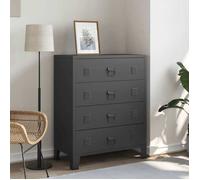 Clarence* Commode - Bahut Meuble de rangement,à tiroirs Métal Style Industriel 78x40x93 cm Noir &Europ6392782