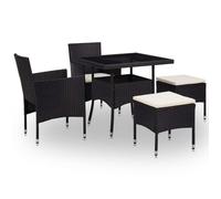 Clarence* Ensemble à manger d'extérieur 5pcs - SOLOMON - Ensemble de Repas de Jardin,Noir Résine tressée et verre &Europ7122390