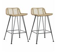 Clarence* Ensemble de 2 Chaises de bar relaxation - Tabouret Haut,rotin Naturel &Europ4040752