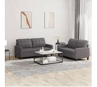 CLARENCE® Ensemble de canapés 2 pièces - Sofa Set - 4-6 personnes - avec coussins Gris Similicuir LL108