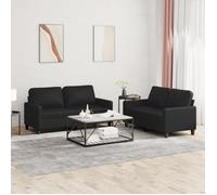 CLARENCE® Ensemble de canapés 2 pièces - Sofa Set - 4-6 personnes - avec coussins Noir Similicuir LL44