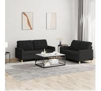 CLARENCE® Ensemble de canapés 2 pièces - Sofa Set - 4-6 personnes - avec coussins Noir Tissu LL110