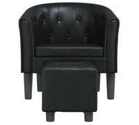 CLARENCE® Fauteuil cabriolet/Chaise de salon - Pour TV - avec repose-pied - noir similicuir LV5449
