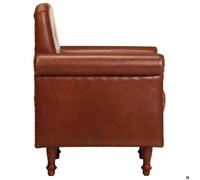 CLARENCE® Fauteuil cabriolet/Chaise de salon - Pour TV - marron cuir véritable LV5413