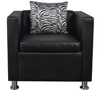 CLARENCE® Fauteuil simple - Chaise-Canapé - pour salon/chambre/bureau - noir similicuir LV4892