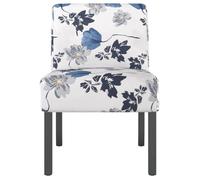 CLARENCE® Fauteuil simple - Chaise-Canapé - pour salon/chambre/bureau - sans accoudoirs bleu tissu avec fleurs LV5145