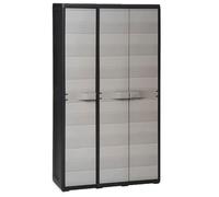 CLARENCE® Grande Armoire Haute de Rangement - pour jardin - avec 4 étagères Noir et gris LL001