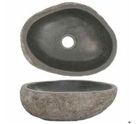 Clarence* Lavabo - vasque à poser Luxueux,Bac à laver en pierre de rivière ovale (29-38)x(24-31) cm &Europ8365613