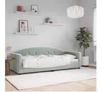 CLARENCE® Lit 1 PLACE/ Lit de repos - Lit de jour - sans matelas - gris clair 80x200 cm - velours LV12492