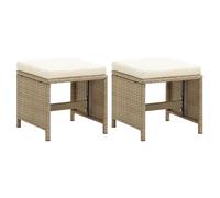 Clarence* Lot de 2 Tabourets de jardin - Chaises de relaxation avec coussins Résine tressée Beige &Europ9711285