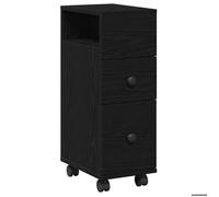 CLARENCE - NEW Colonne de rangement - JILL'S - Cabinet de salle de bain étroit avec roues en bois d'ingénierie chêne noir OCT8319910