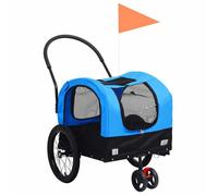 CLARENCE® Remorque de vélo/Chariot de transport - pour chiens et poussette 2-en-1 bleu et noir LL158
