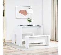 Clarence* Set de 1 Table + 2 chaises - SOLOMON - 3 pcs Ensemble table à manger et bancs 3pcs blanc ,Bois d'ingénierie &Europ3879431