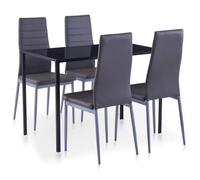Clarence* Set de 1 Table + 4 chaises - SOLOMON - Mobilier de salle à manger 5 pcs Gris &Europ8580684