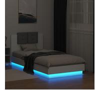 CLARENCE® Structure de lit - Pour Adulte ou enfant - avec LED - sans matelas - blanc 90x190 cm LV1239