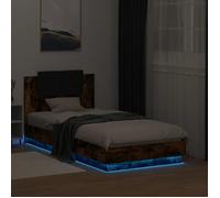 CLARENCE® Structure de lit - Pour Adulte ou enfant - avec LED - sans matelas - chêne fumé 90x190 cm LV793