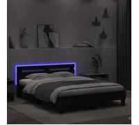 CLARENCE® Structure de lit - Pour Adulte ou enfant - avec LED - sans matelas - noir 140x200 cm LV1187