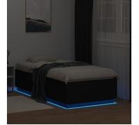 CLARENCE® Structure de lit - Pour Adulte ou enfant - avec LED - sans matelas - noir 90x190 cm LV895