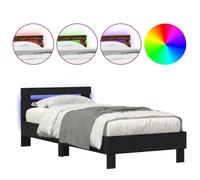 CLARENCE® Structure de lit - Pour Adulte ou enfant - avec Lumières LED - Chêne Noir 90x190 cm Bois D'ingénierie LV1366