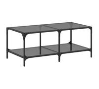 CLARENCE® Table basse - Petite Table d'appoint - avec dessus en verre noir 98,5x50x40 cm acier ll4055