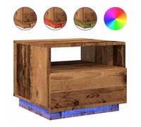 CLARENCE® Table basse - Petite Table d'appoint - avec lumières LED vieux bois 50x49x40 cm ll2510
