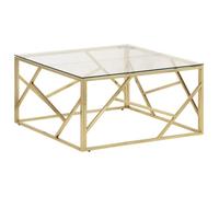 CLARENCE® Table basse - Petite Table d'appoint - doré acier inoxydable et verre trempé ll3940