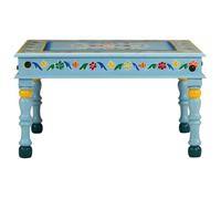 CLARENCE® Table basse - Petite Table d'appoint - turquoise bois de manguier massif peint à la main ll4464