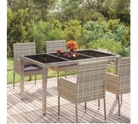 Clarence* Table de jardin 4 personnes - Table repas de jardin,dessus en verre Gris 150x90x75cm Résine tressée &Europ6520509