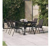 Clarence* Table de jardin 4 personnes - Table repas de jardin,Noir 140x70x70 cm Acier et verre &Europ6334127