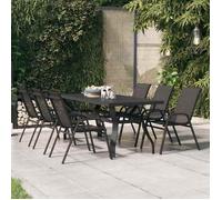 Clarence* Table de jardin 4 personnes - Table repas de jardin,Noir 180x80x70 cm Acier et verre &Europ7378214