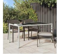 CLARENCE® Table de Jardin/Terrasse - 2/4 personnes - pour repas - Blanc 150x90x75 cm - Poly rotin LV206