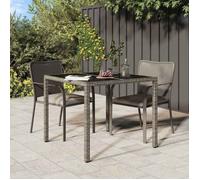 CLARENCE® Table de Jardin/Terrasse - 2/4 personnes - pour repas - Gris 90x90x75 cm - Poly rotin LV203
