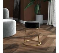 Clarence* Tabouret relaxation - chaise siège Salon,rond Noir Velours &Europ9659748