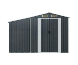 Clarence - TOP* Hangar/Maison/ Abri de jardin - anthracite 277x93x179 cm acier galvanisé EU7291