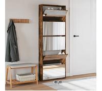 Clarence - TOP* Porte chaussures/ Armoire à chaussures - miroir 5 niveaux chêne fumé 63x17x169,5 cm EU3889