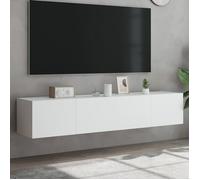 Clarence* Unités murales de rangement - Support TV,Meubles TV muraux industriel - lumières LED 2 pcs blanc 80x35x31 cm