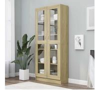 ""CLARENCE""Vitrine salon/porte-livres - Armoire vitrine Chêne sonoma 82,5x30,5x185,5 cm ,bois ingénierie EU600664