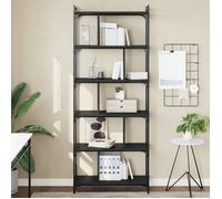 ""CLARENCE""Vitrine salon/porte-livres - Bibliothèque 6 niveaux noir 76x32x192 cm ,bois d'ingénierie EU960873