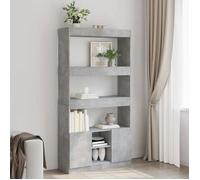 ""CLARENCE""Vitrine salon/porte-livres - Buffet haut gris béton 92x33x180 cm ,bois d'ingénierie EU794311