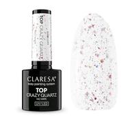Claresa Top Crazy Quartz No Wipe 5 g - Couche transparente UV/LED avec morceaux de film de couleur or rose, pas d'abrasion, brillance durable, top professionnel