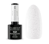 Claresa Top Moonstone No Wipe 5 g - Couche de finition UV/LED transparente avec paillettes argentées fines | Pas besoin d'essuyer | Effet brillant durable | Top top coat professionnel